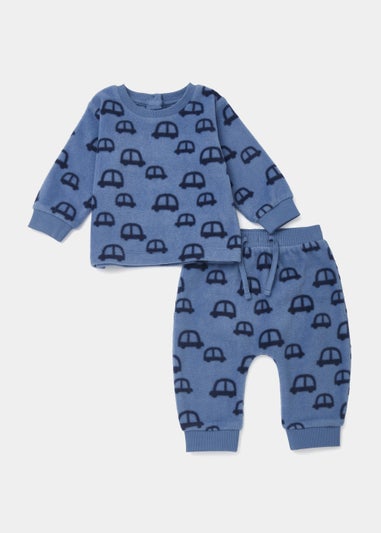 Baby Blue Car Microfleece Jumper & Joggers Set (Newborn-23mths)