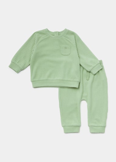 Baby Sage Ribbed Velour Sweatshirt & Leggings Set (Newborn-23mths)