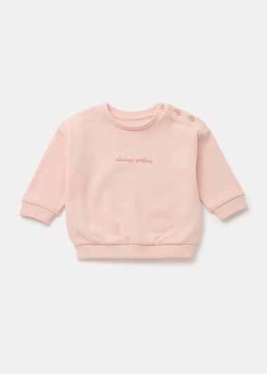 Baby Pink Slogan Crew Neck Sweatshirt (Newborn-23mths)