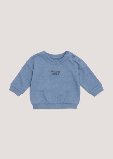 Baby Blue Slogan Crew Neck Sweatshirt (Newborn-23mths)