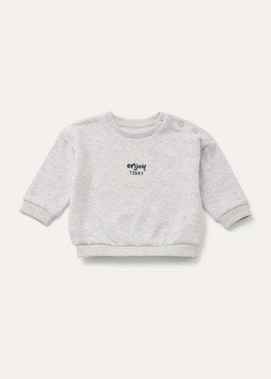 Baby Grey Slogan Crew Neck Sweatshirt (Newborn-23mths)