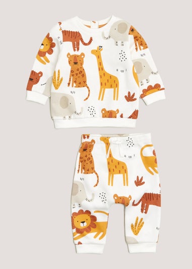 Baby Cream Jungle Print Sweatshirt & Joggers Set (Newborn-23mths)