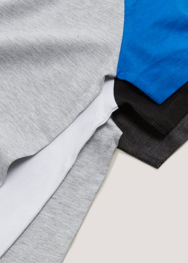 Boys 3 Pack Multicoloured Raglan T-Shirts (4-13yrs)