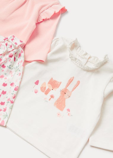 Baby 3 Pack Woodland Rose Long Sleeve T-Shirts (Newborn-23mths)