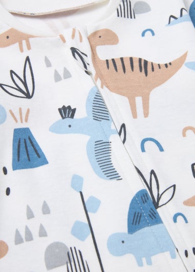 Baby Multicoloured Dinosaur Print Zip Up Sleepsuit (Newborn-18mths)