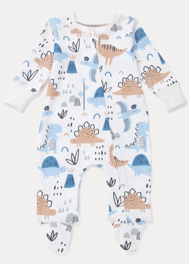 Baby Multicoloured Dinosaur Print Zip Up Sleepsuit (Newborn-18mths)