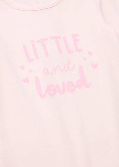 Baby Pink Little & Loved Footless Sleepsuit (Newborn-18mths)