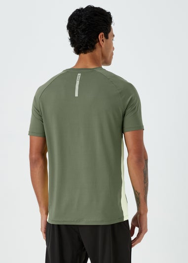 Souluxe Khaki Colour Panel Sports T-Shirt