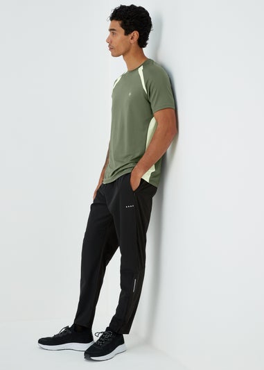 Souluxe Khaki Colour Panel Sports T-Shirt