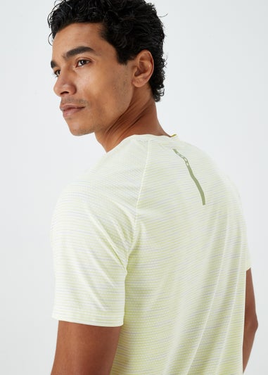 Souluxe White Linear Stripe Sports T-Shirt