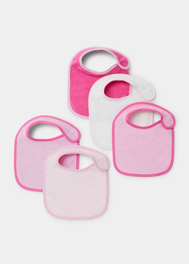 5 Pack Pink Terry Bibs