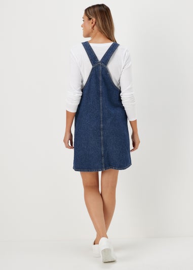 Dark Wash Pinafore Dress