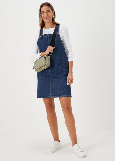 Dark Wash Pinafore Dress