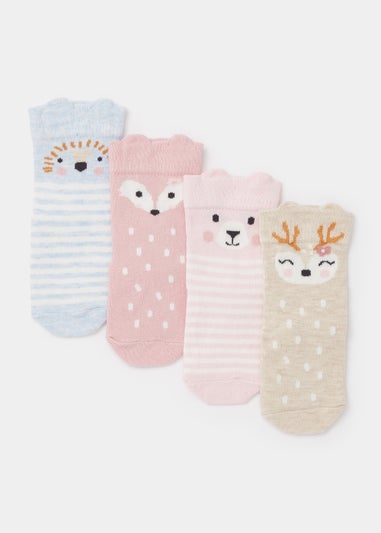 4 Pack Woodland Animal Baby Socks (Newborn-23mths)
