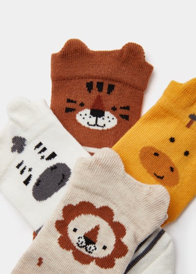 Baby 4 Pack Safari Animal Socks (Newborn-23mths)