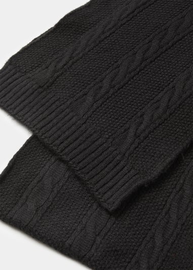 Black Cable Knit Scarf