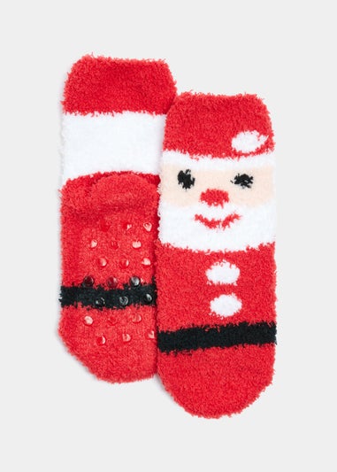 Kids Red Father Christmas Slipper Socks (Younger 6-Older 5.5)