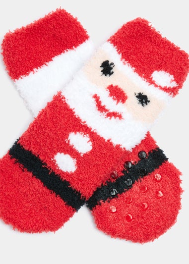 Kids Red Father Christmas Slipper Socks (Younger 6-Older 5.5)