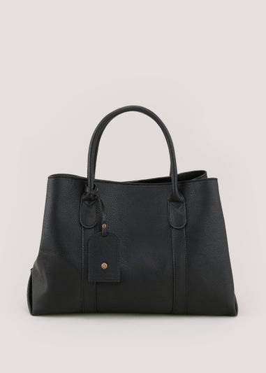 Black Triple Compartment Tote Bag