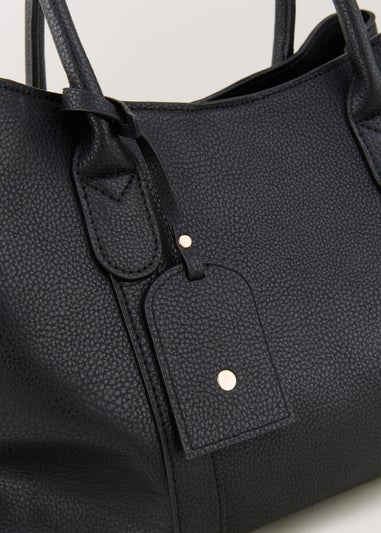 Black Triple Compartment Tote Bag