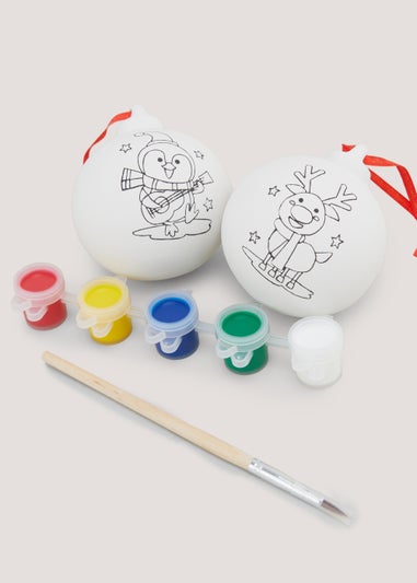 Kids Paint Your Own Duo Christmas Tree Baubles