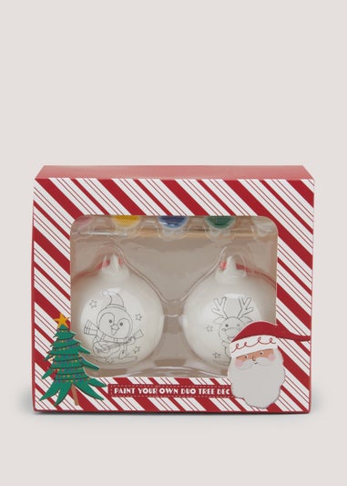 Kids Paint Your Own Duo Christmas Tree Baubles