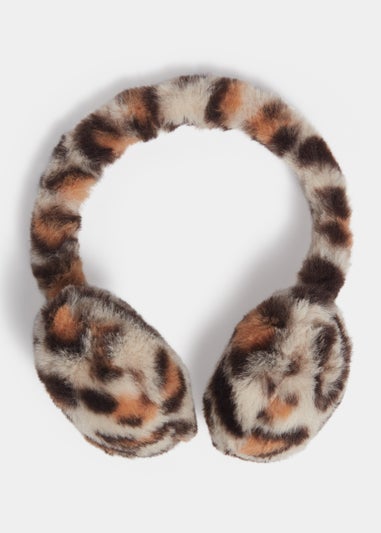 Girls Multicoloured Leopard Print Ear Muffs - Matalan