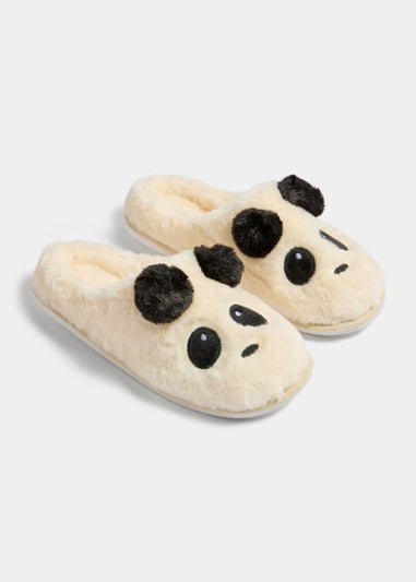 Cream Panda Slippers