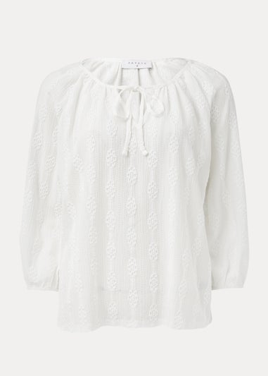 Ivory Textured Cutwork Top