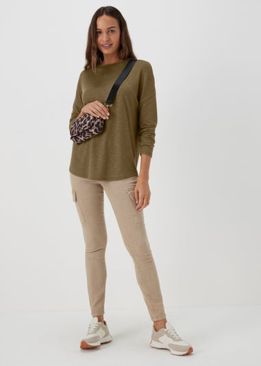 Khaki Crew Neck Top