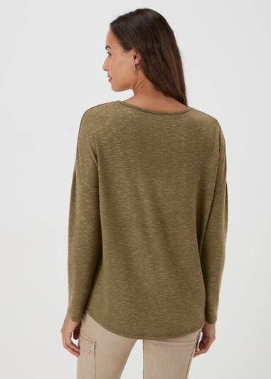 Khaki Crew Neck Top