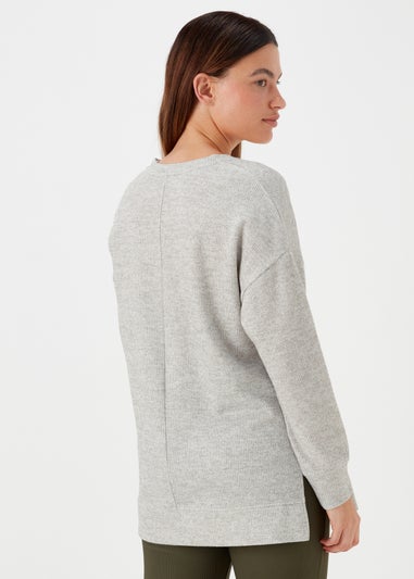 Grey Marl V Neck Top