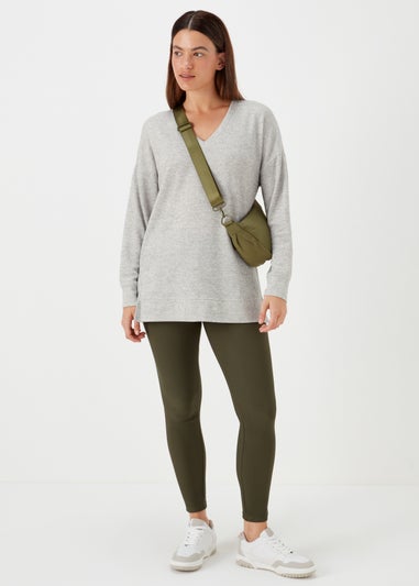 Grey Marl V Neck Top