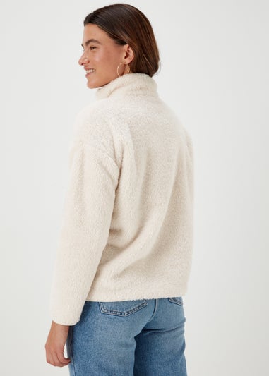 Cream Half Zip Teddy Fleece