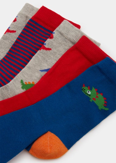 Kids 5 Pack Dinosaur Socks (Younger 6-Older 6.5)