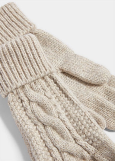 Oatmeal Cable Knit Gloves