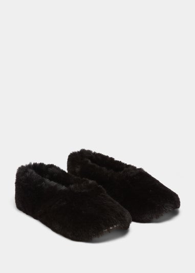 Black Faux Fur Ballet Flats