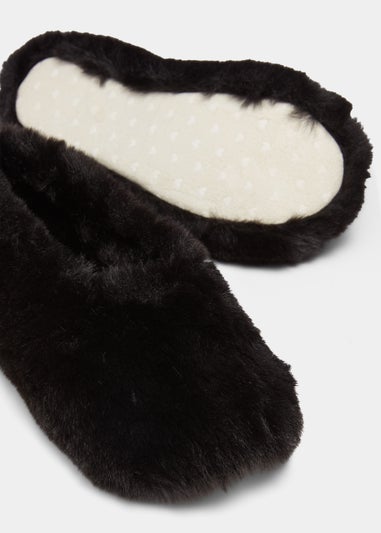 Black Faux Fur Ballet Flats