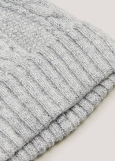 Grey Cable Knit Beanie