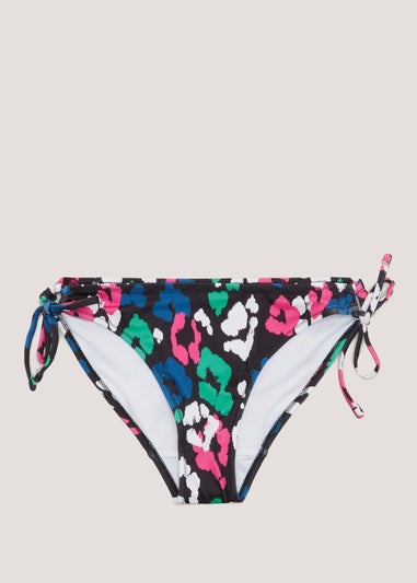 Black Animal Print Triangle Bikini Bottoms