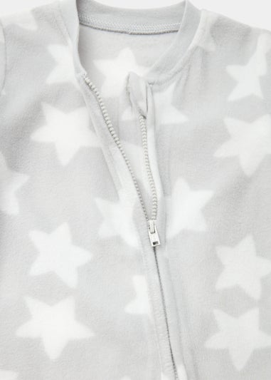 Baby Grey Star Fleece Sleepsuit (Newborn-18mths)