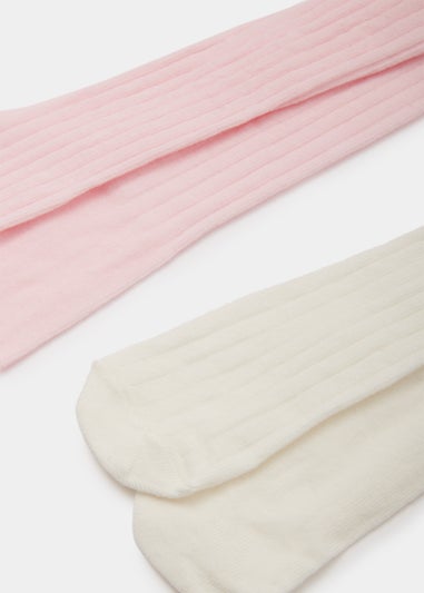 Baby Pink & Cream Ribbed Tights (Newborn-18mths)