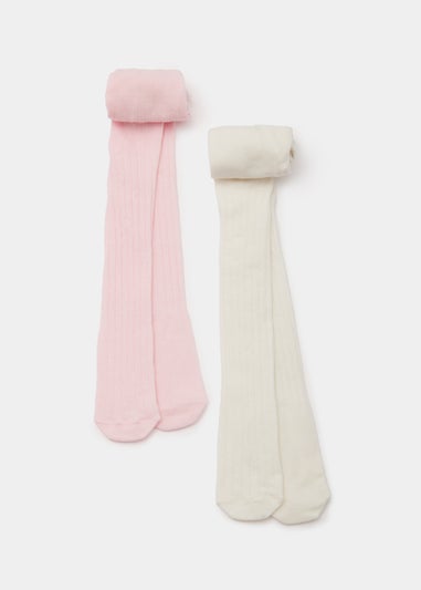 Baby Pink & Cream Ribbed Tights (Newborn-18mths)