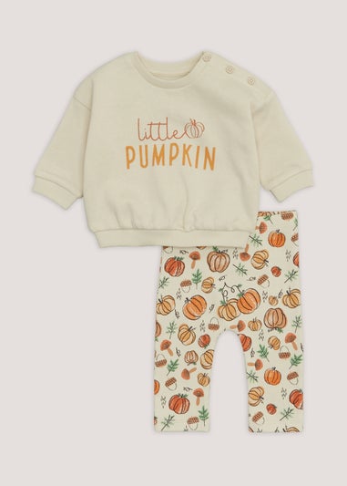 Baby Cream Pumpkin Sweatshirt & Leggings Set (Newborn-23mths)