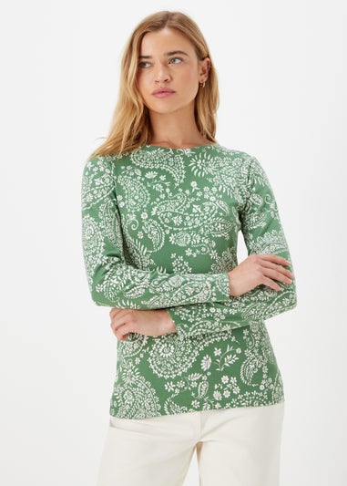 Green Paisley Long Sleeve T-Shirt - Size 8
