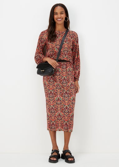 Multicoloured Print Plisse Top