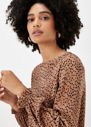 Beige Spot Plisse Top