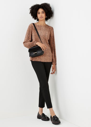 Beige Spot Plisse Top