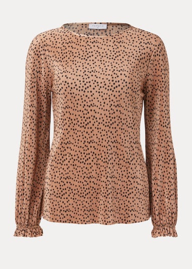 Beige Spot Plisse Top