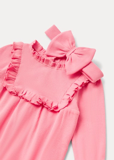Baby Pink Ribbed Romper & Headband Set (Newborn-23mths)